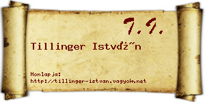 Tillinger István névjegykártya